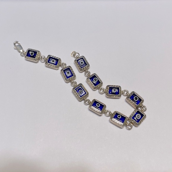 925 Silver Unique Evil Eye Bracelet - Picture 3 of 14